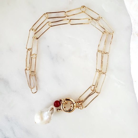 Boho Asymmetric Rough Pearl Necklace - Gold change - Picture 8 of 12